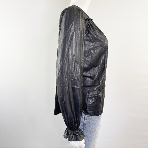Current Air Anthropologie BRISTOL Blouse Size S Black Metallic Shimmer New - Picture 6 of 13